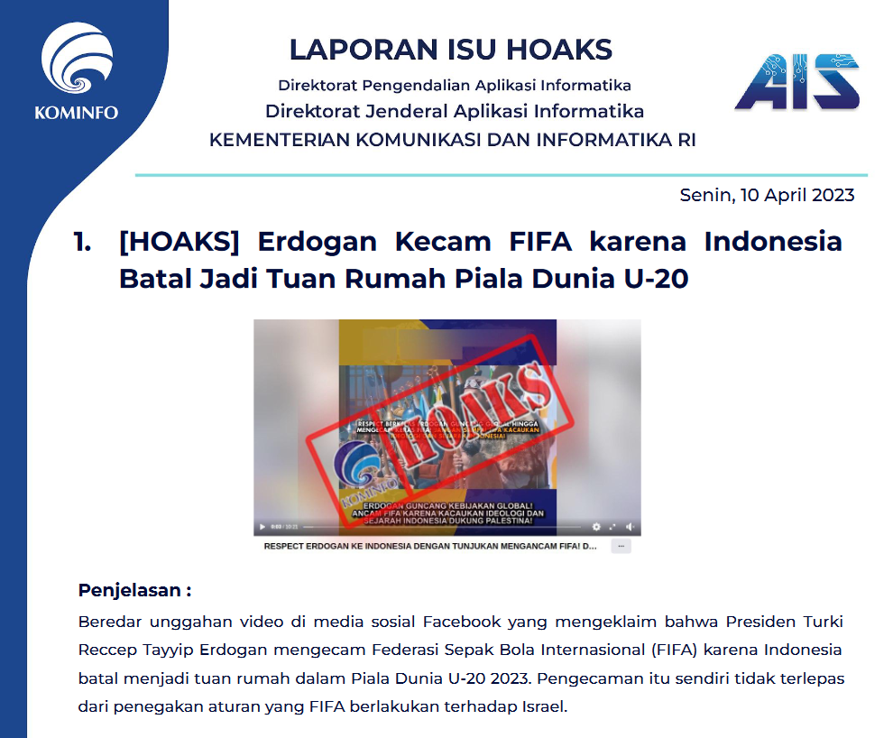 Isu Hoaks 10 April 2023