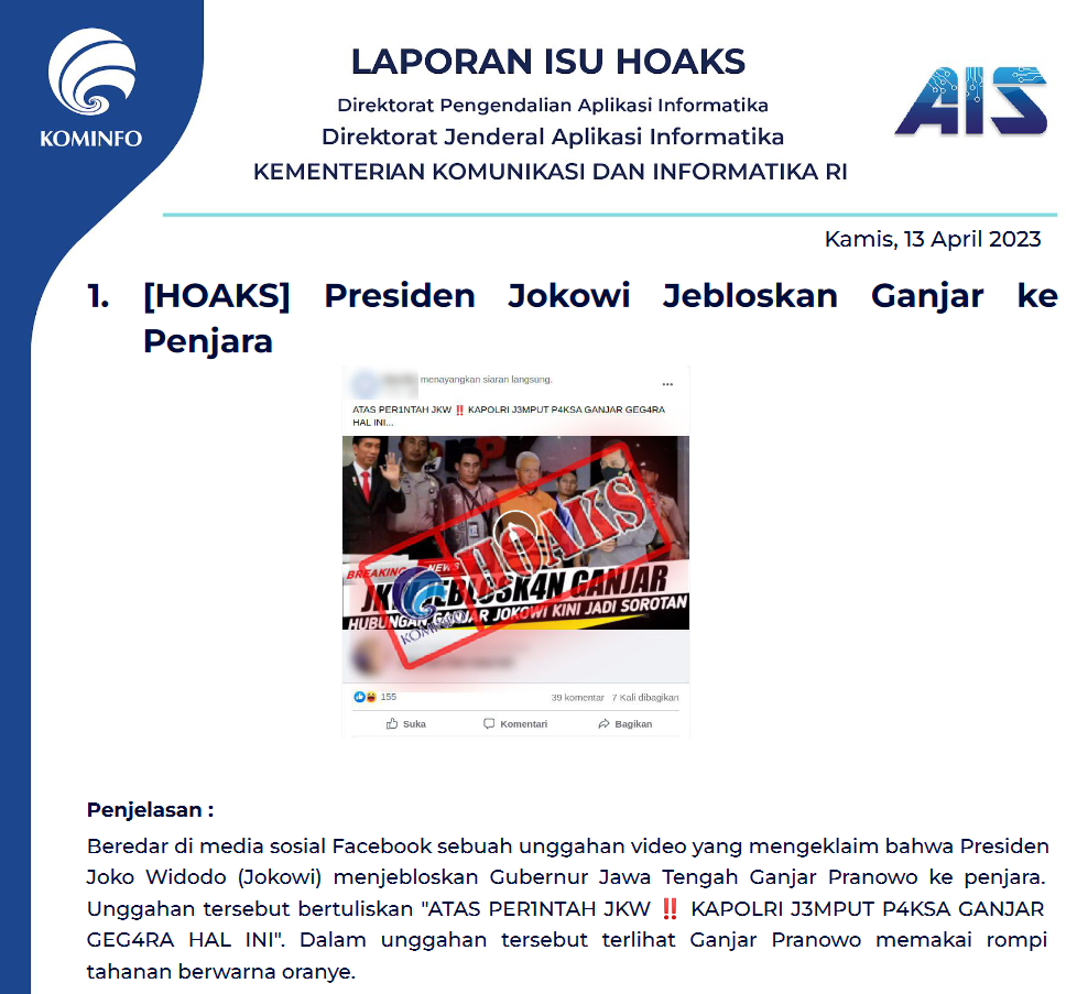 Isu Hoaks 13 April 2023