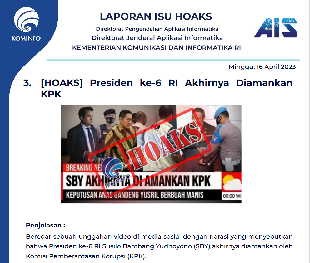 Isu Hoaks 16 April 2023