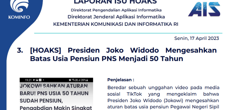 Isu Hoaks 17 April 2023