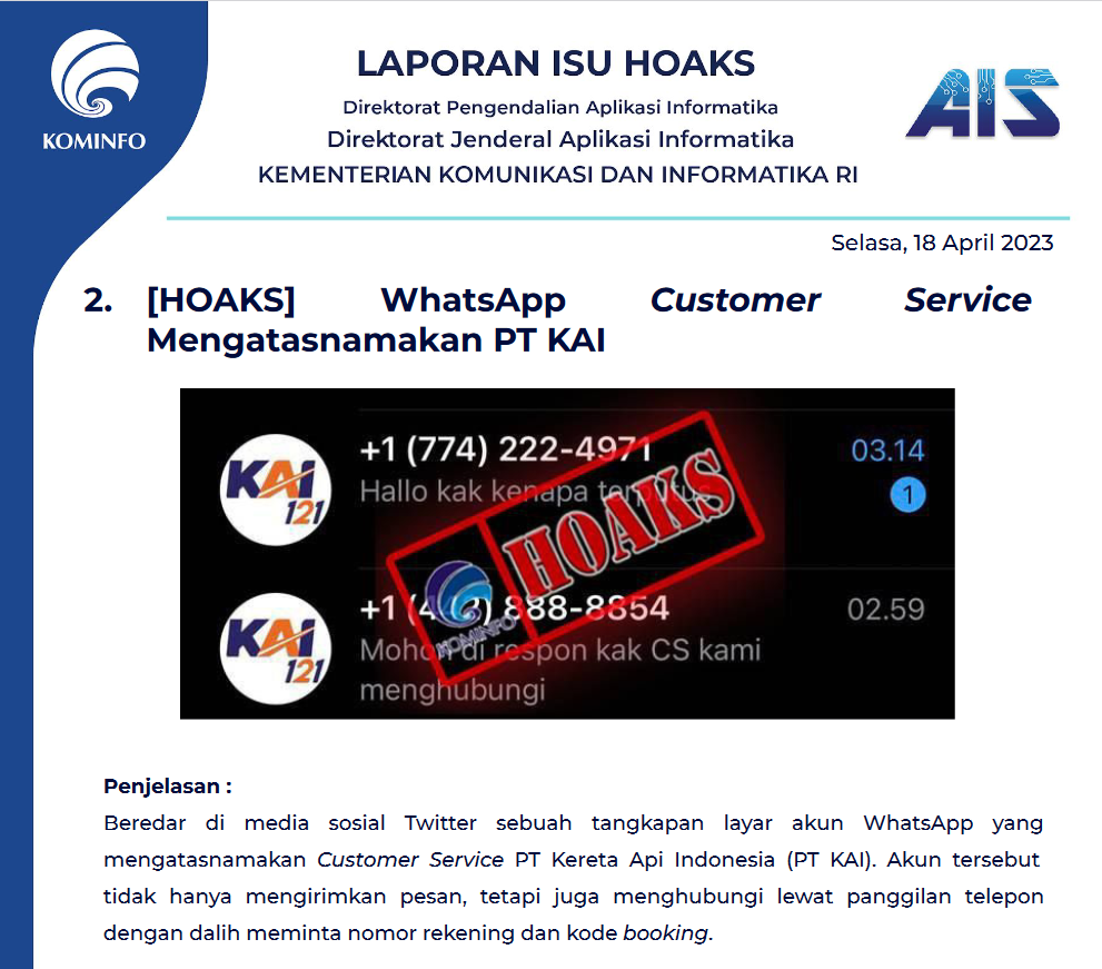 Isu Hoaks 18 April 2023
