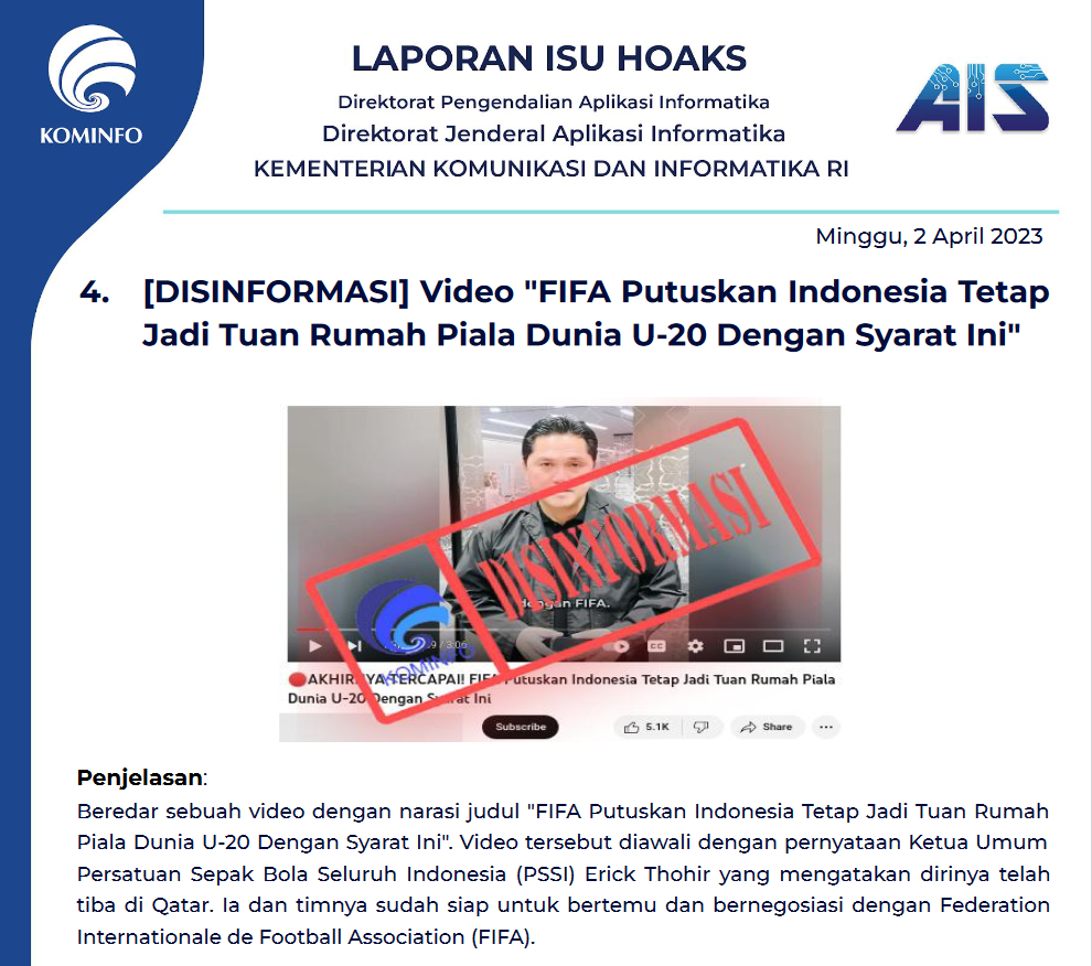 Isu Hoaks 2 April 2023