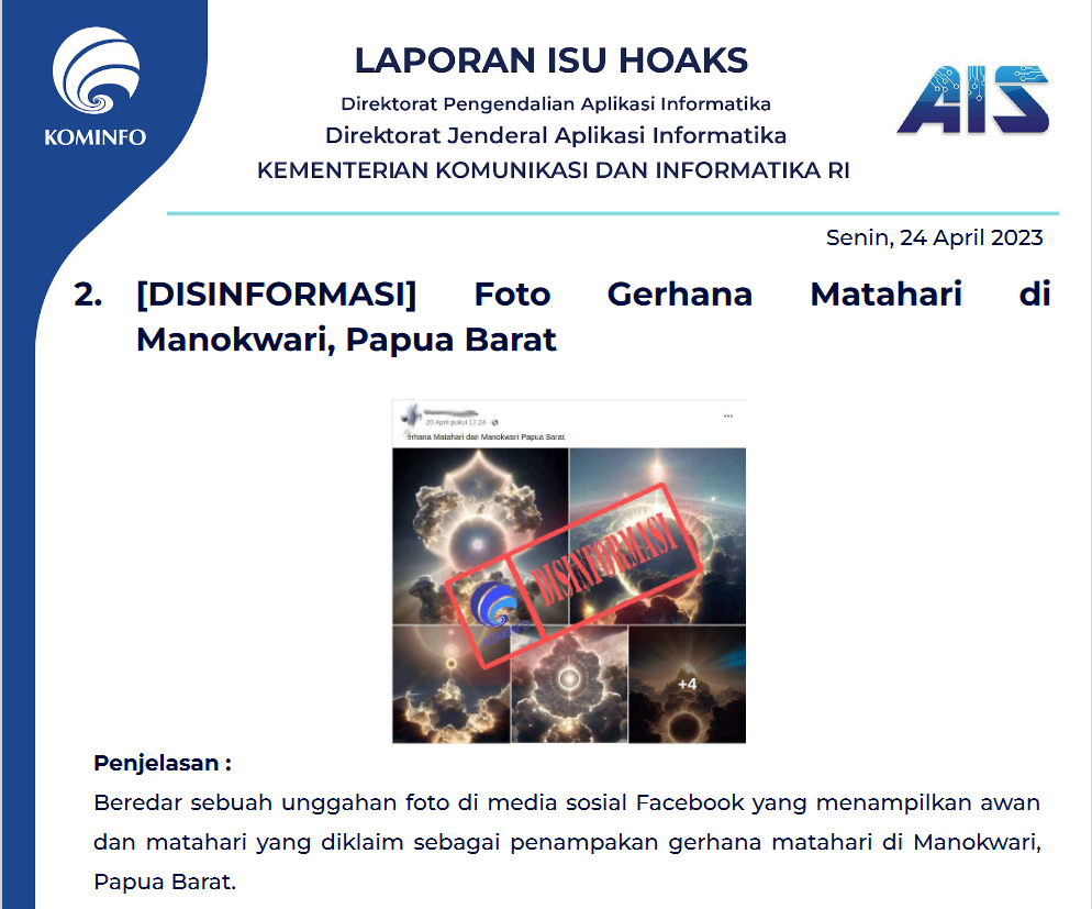 Isu Hoaks 24 April 2023