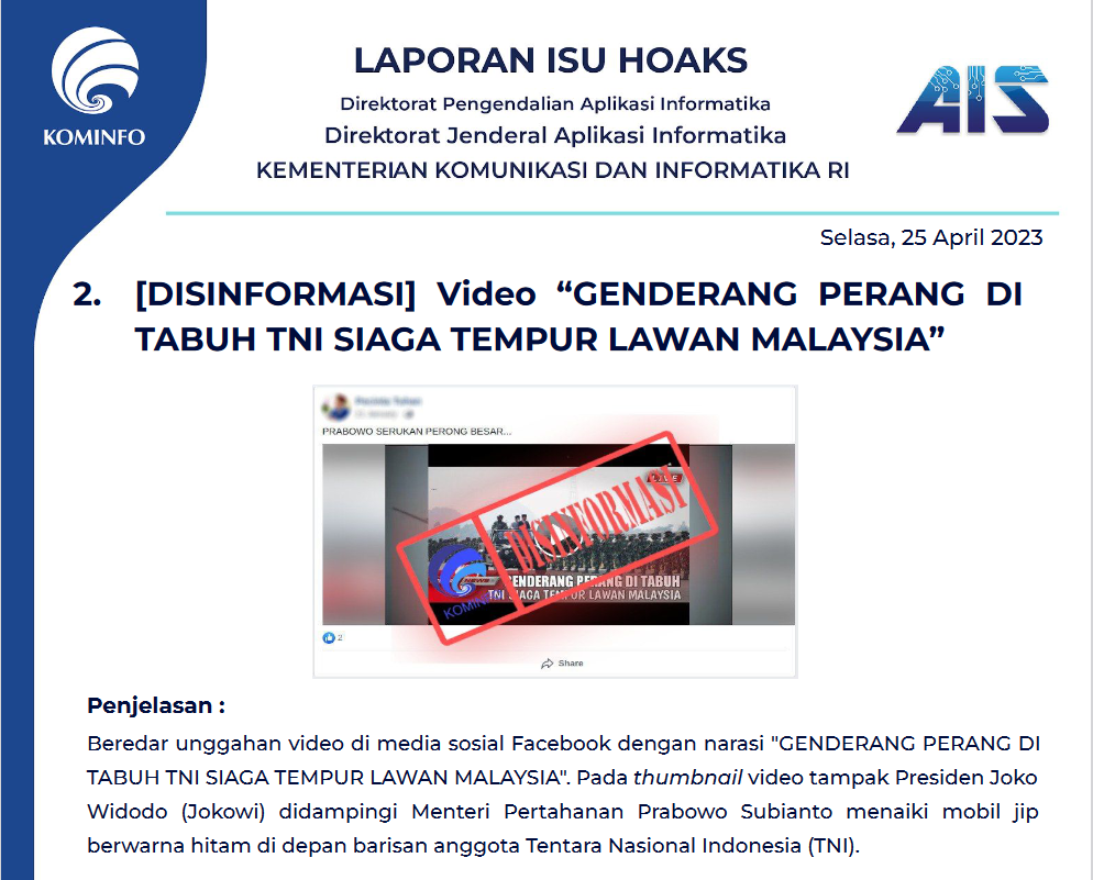 Isu Hoaks 25 April 2023