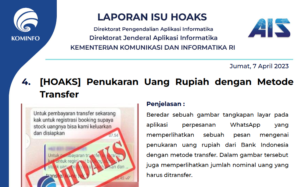 Isu Hoaks 7 April 2023
