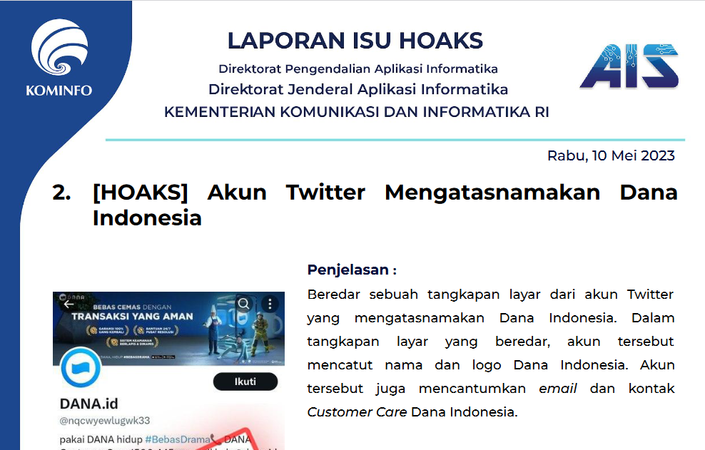 Isu Hoaks 10 Mei 2023Isu Hoaks 10 Mei 2023