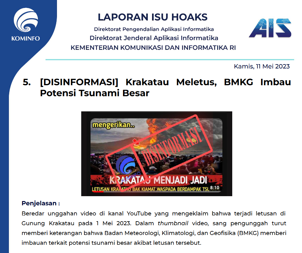 Isu Hoaks 11 Mei 2023