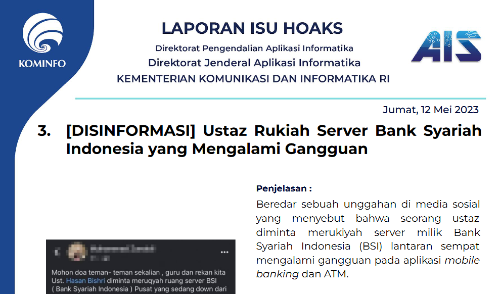 Isu Hoaks 12 Mei 2023