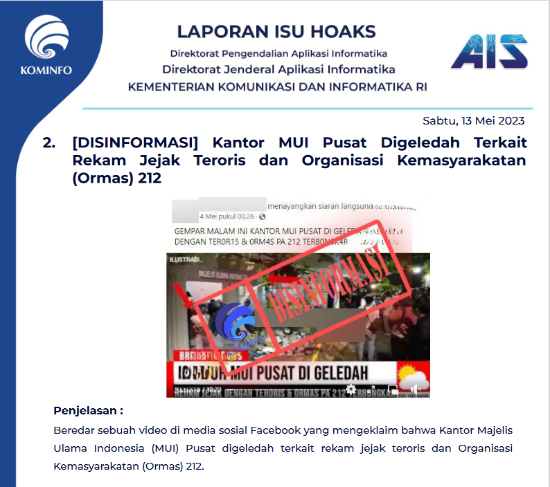 Isu Hoaks 13 Mei 2023