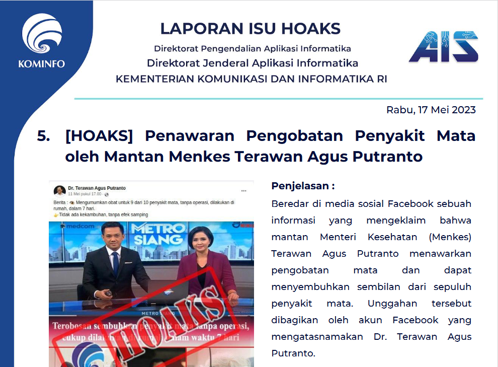 Isu Hoaks 17 Mei 2023