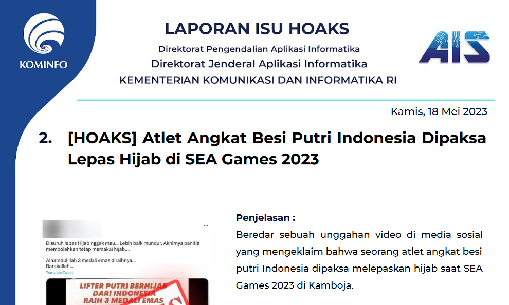 Isu Hoaks 18 Mei 2023