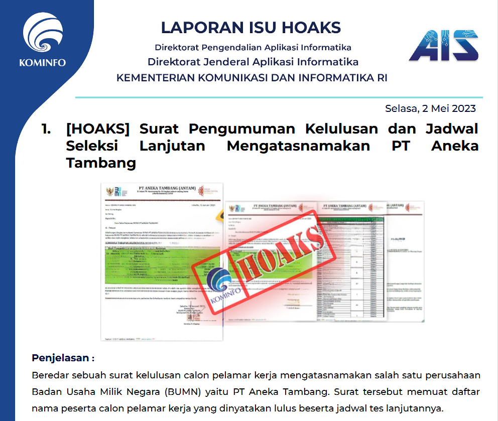 Isu Hoaks 2 Mei 2023