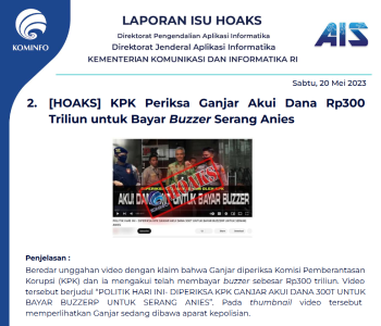 Isu Hoaks 20 Mei 2023
