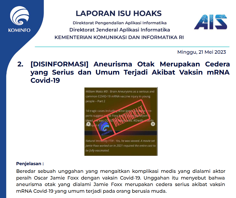 Isu Hoaks 21 Mei 2023