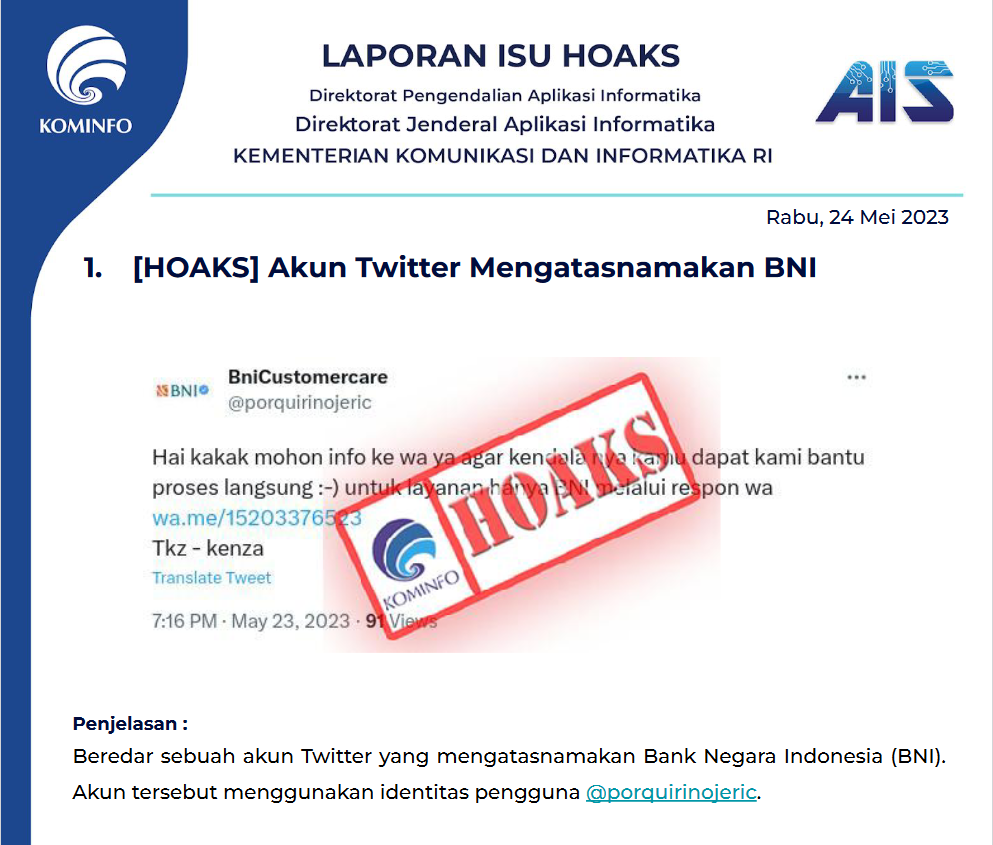 Isu Hoaks 24 Mei 2023