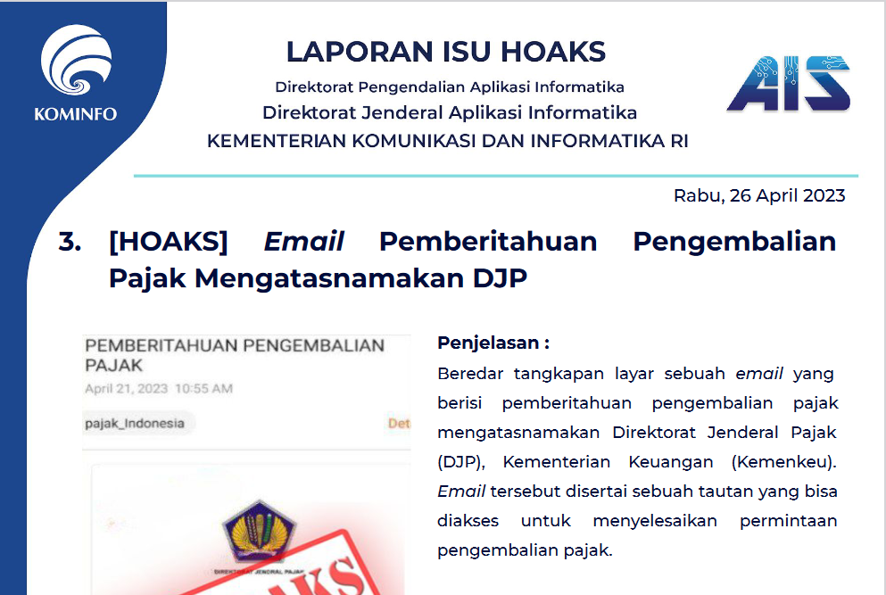 Isu Hoaks 26 April 2023