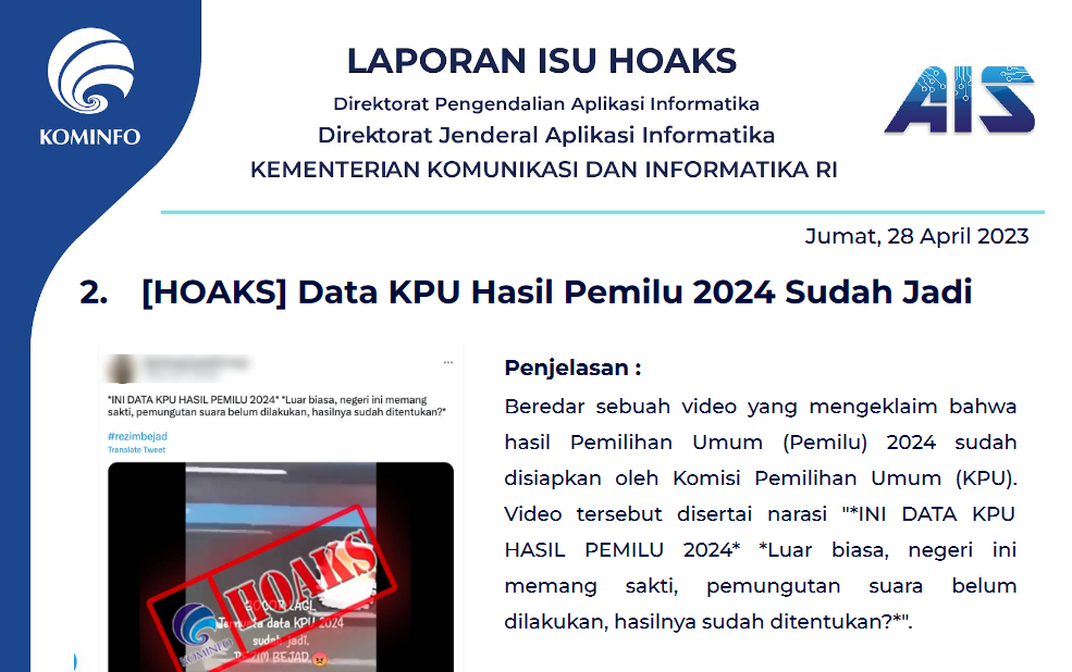 Isu Hoaks 28 April 2023