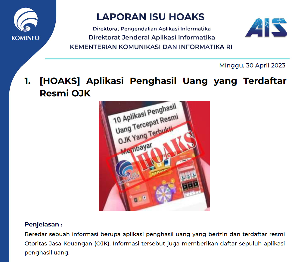 Isu Hoaks 30 April 2023