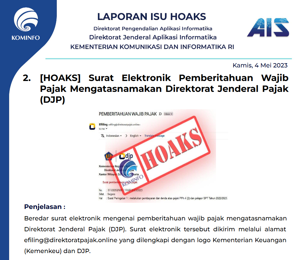 Isu Hoaks 4 Mei 2023