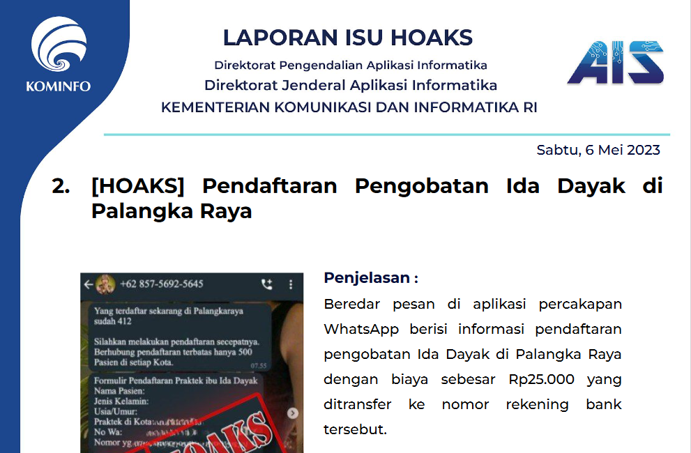 Isu Hoaks 6 Mei 2023