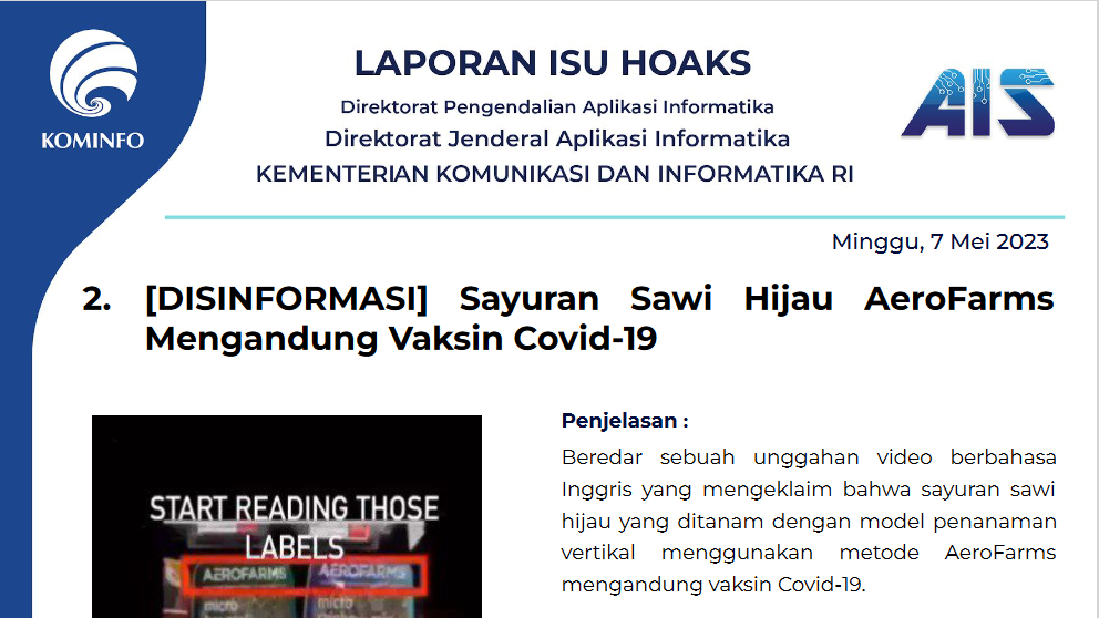 Isu Hoaks 7 Mei 2023
