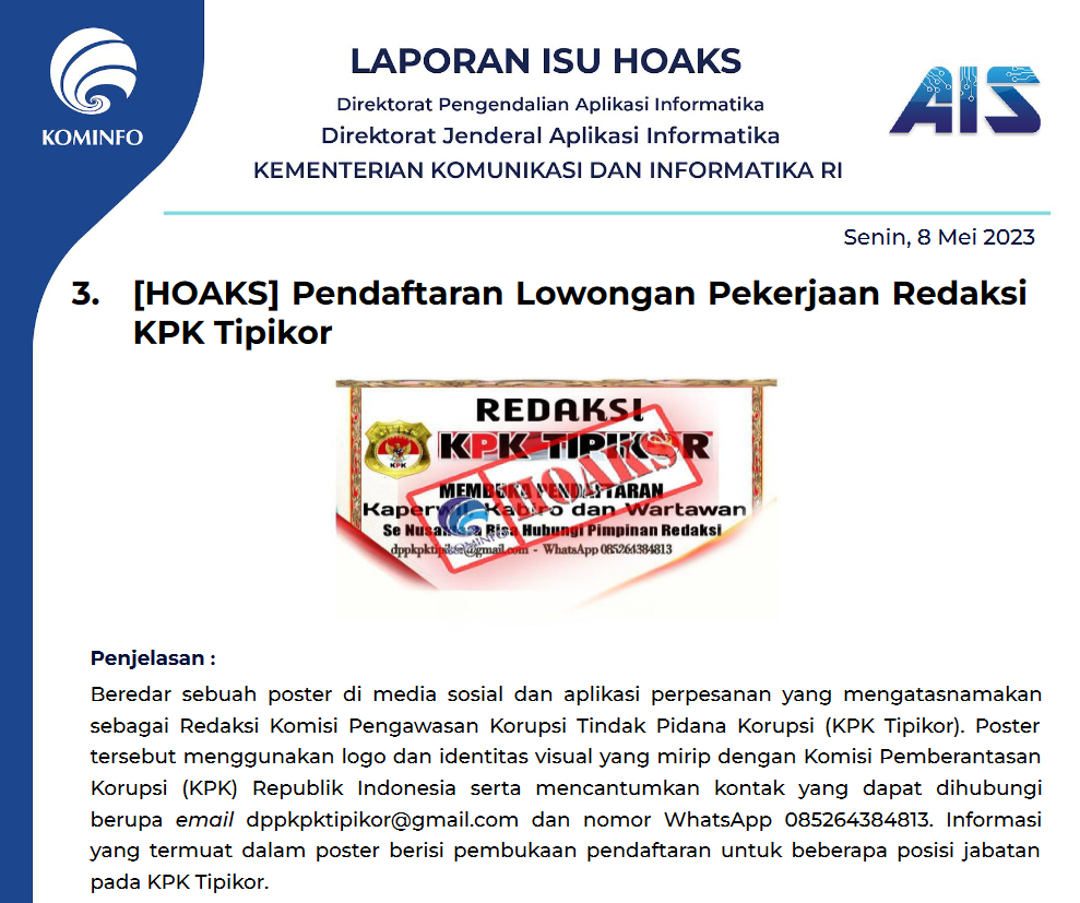 Isu Hoaks 8 Mei 2023