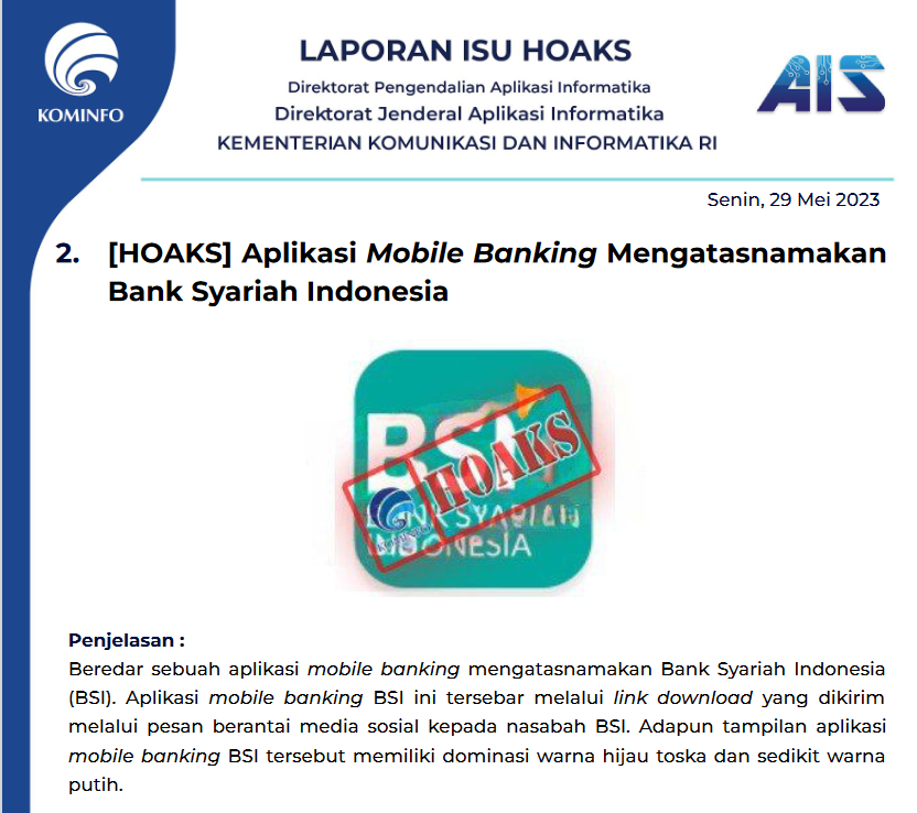 Isu Hoaks & DIsinformasi 29 Mei 2023