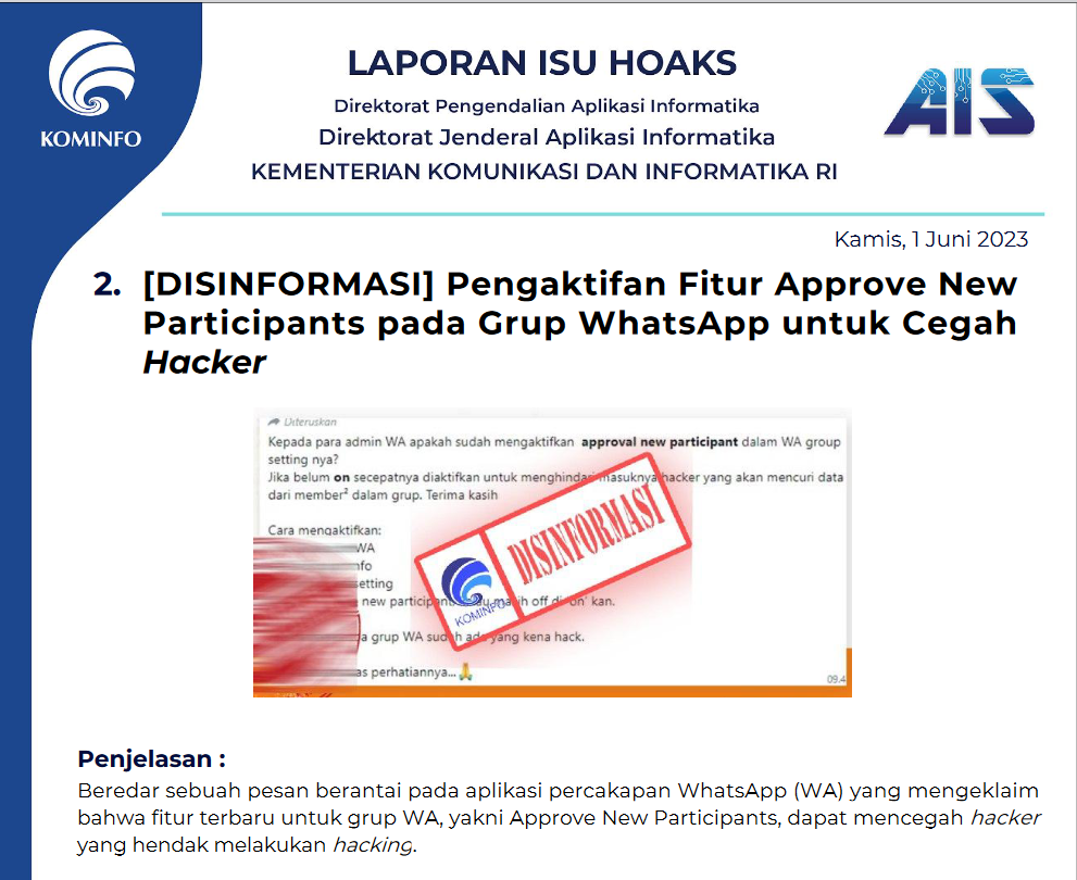 Isu Hoaks 1 Juni 2023
