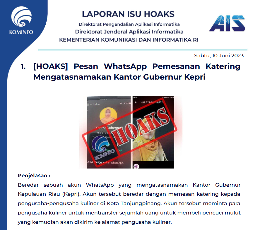 Isu Hoaks 10 Juni 2023