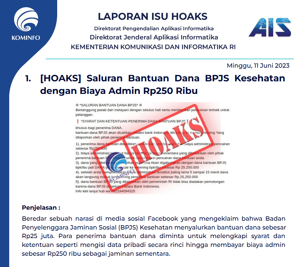 Isu Hoaks 11 Juni 2023