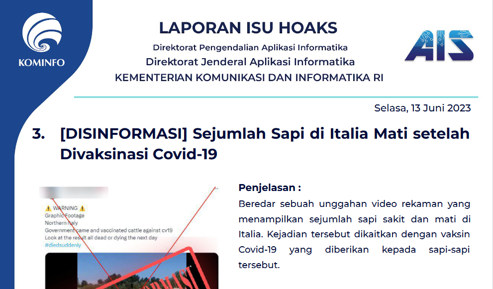 Isu Hoaks 13 Juni 2023