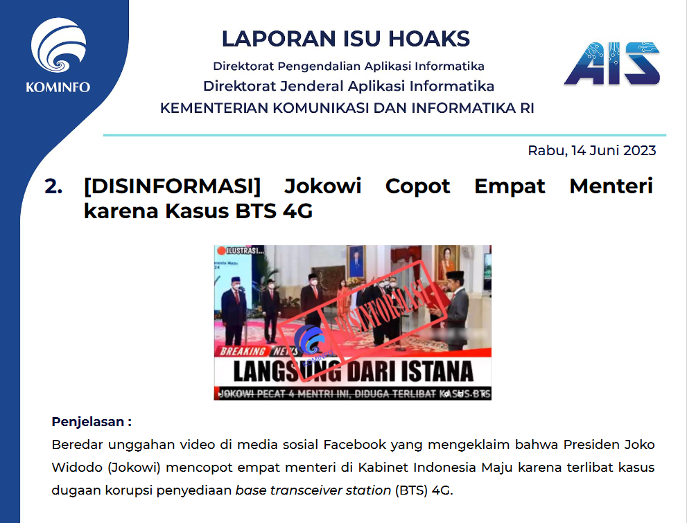 Isu Hoaks 14 Juni 2023