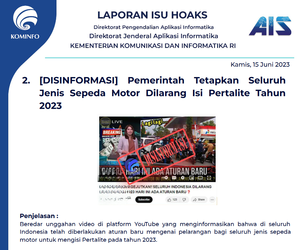 Isu Hoaks 15 Juni 2023