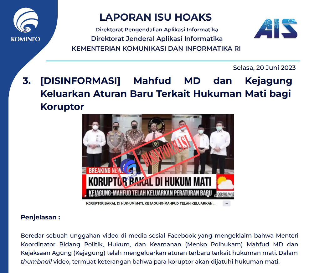 Isu Hoaks 20 Juni 2023