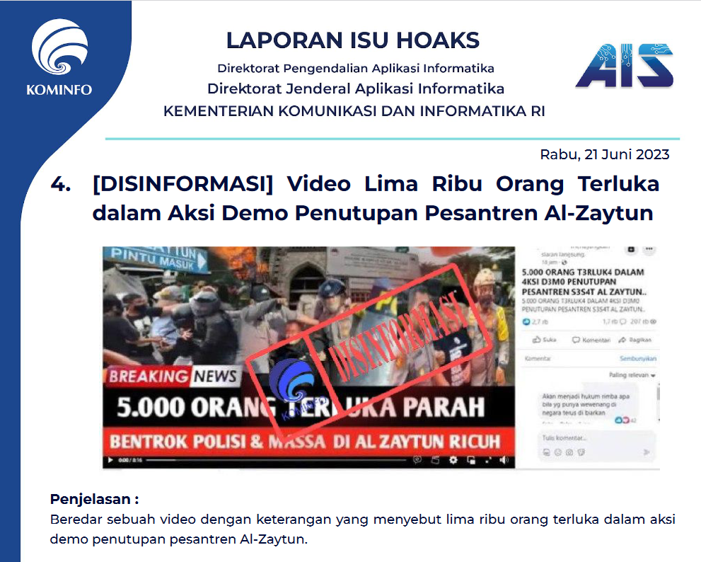 Isu Hoaks 21 Juni 2023