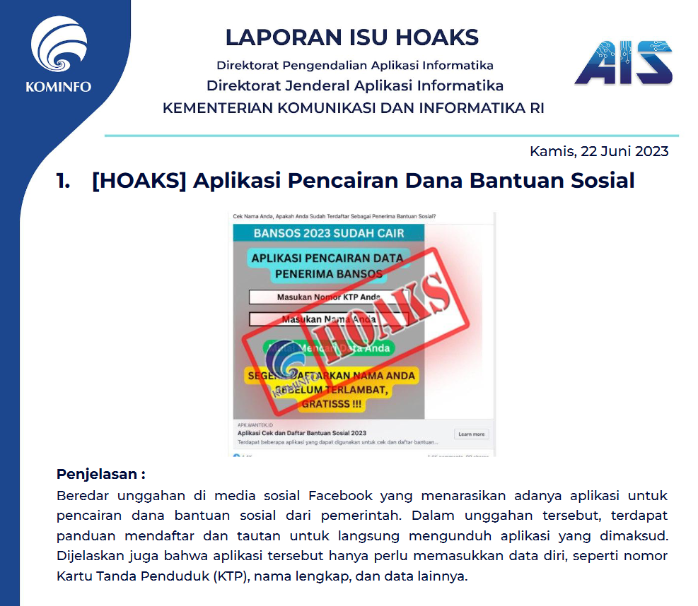 Isu Hoaks 22 Juni 2023