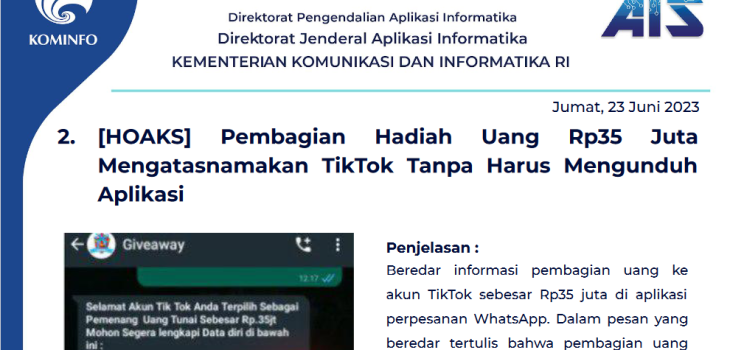 Isu Hoaks 23 Juni 2023