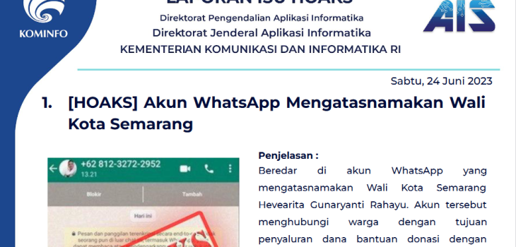 Isu Hoaks 24 Juni 2023