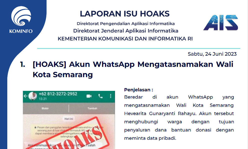 Isu Hoaks 24 Juni 2023