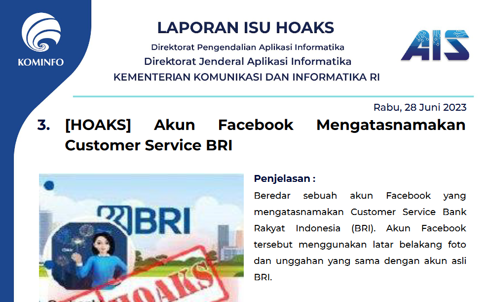 Isu Hoaks 28 Juni 2023