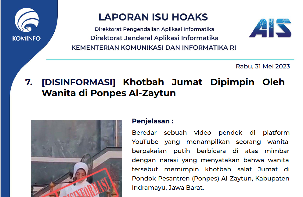 Isu Hoaks 31 Mei 2023