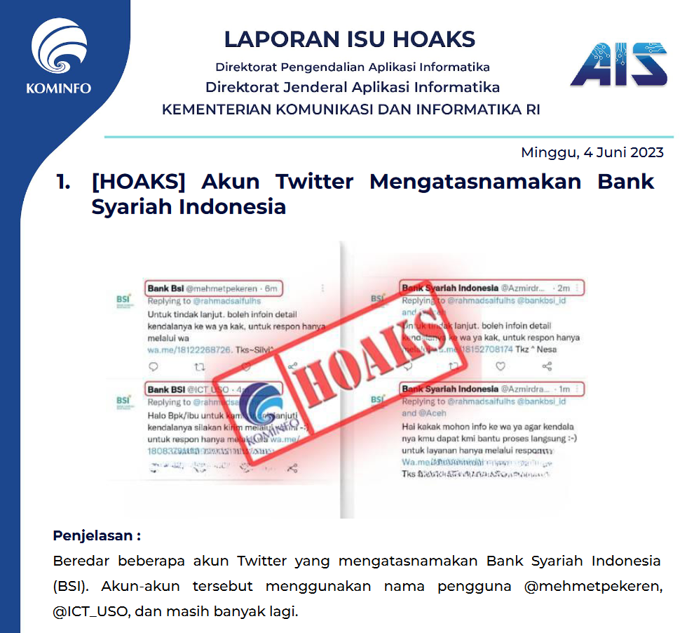 Isu Hoaks 4 Juni 2023