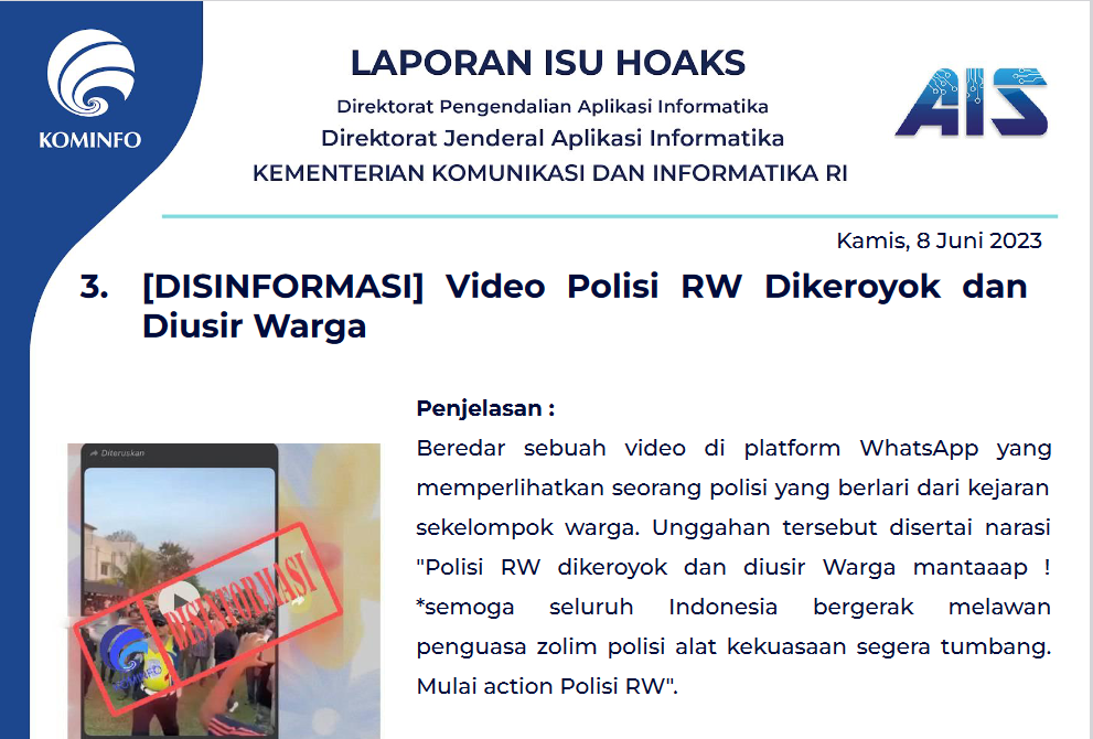 Isu Hoaks 8 Juni 2023
