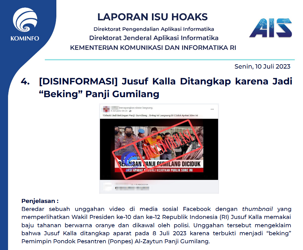 Isu Hoaks 10 Juli 2023