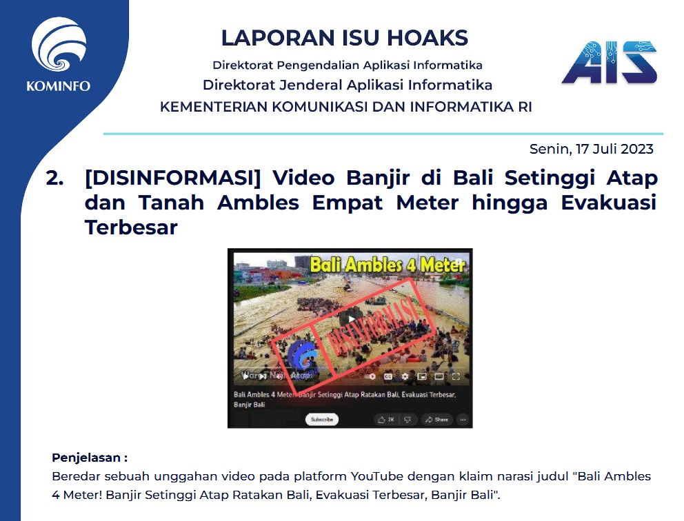 Isu Hoaks 17 Juli 2023