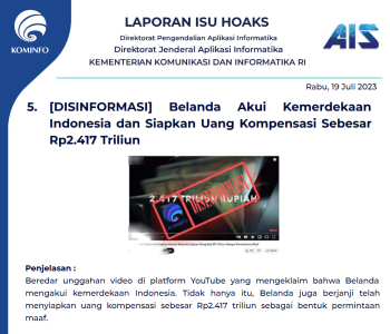 Isu Hoaks 19 Juli 2023