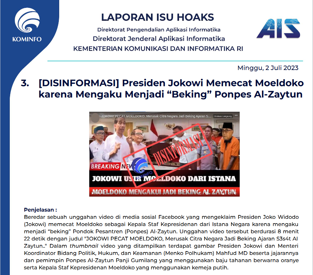 Isu Hoaks 2 Juli 2023