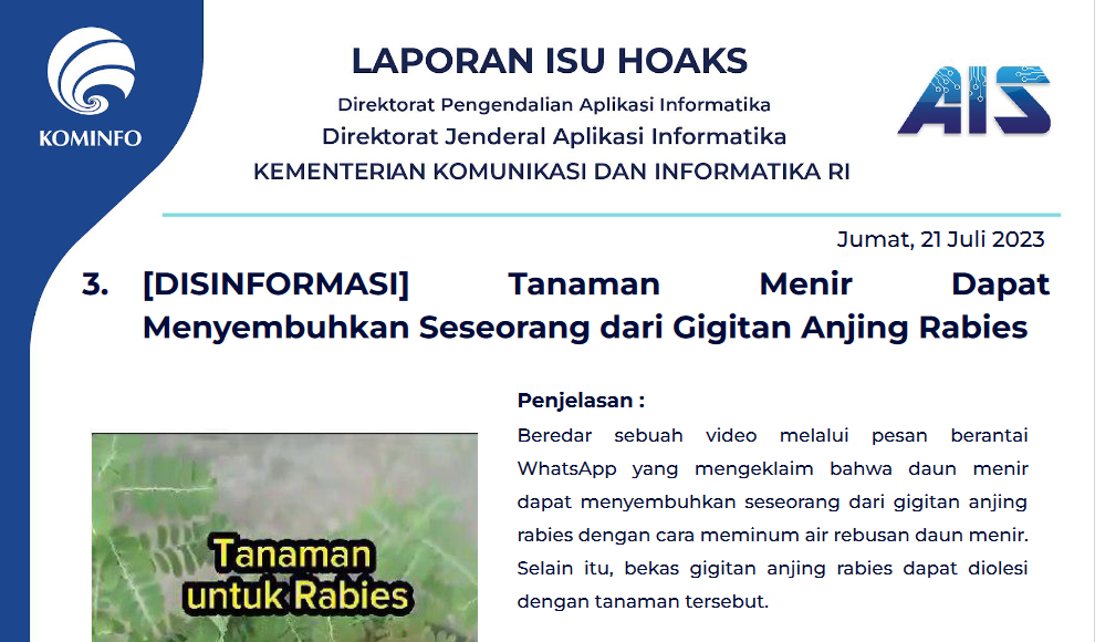 Isu Hoaks 21 Juli 2023