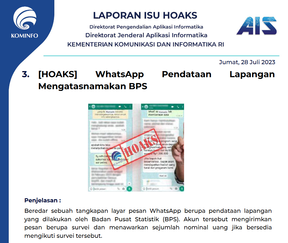 Isu Hoaks 28 Juli 2023
