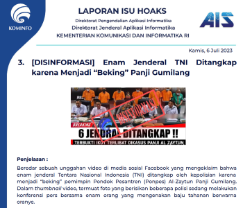 Isu Hoaks 6 Juli 2023